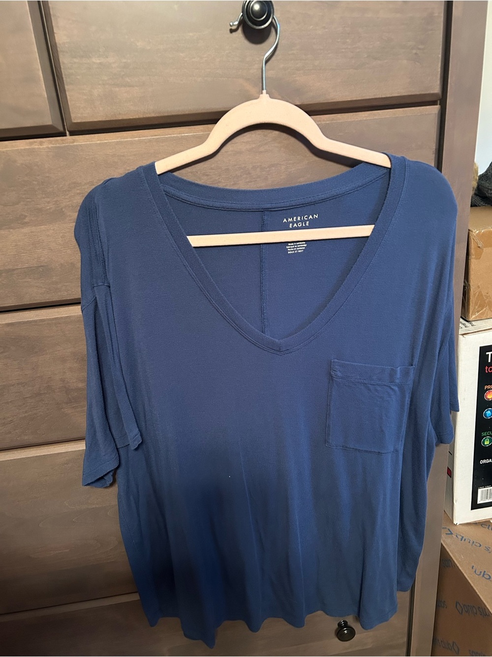 American Eagle Soft & Sexy Blue V-Neck Tee